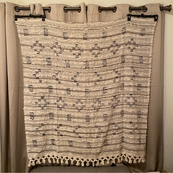 (55x60) Urban Outfitters Home Wall Hanging Tapestry Cream Beige Cotton Boho - Picture 1 of 10